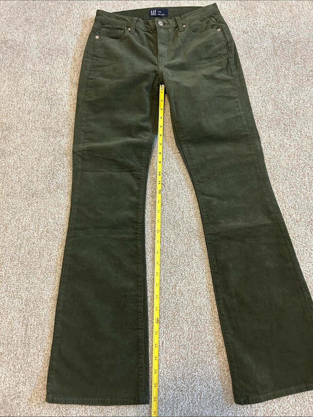 GAP Olive Green Corduroy Flared Pants - Picture 3 of 8